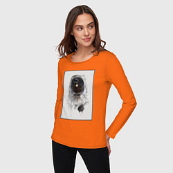 Лонгслив хлопковый женский Космонавт, цвет: оранжевый — фото 2