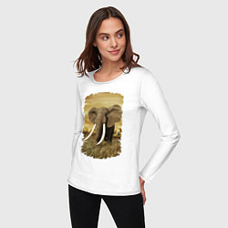 Лонгслив хлопковый женский Могучий слон, цвет: белый — фото 2
