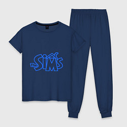 Пижама хлопковая женская The Sims, цвет: тёмно-синий