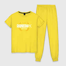 Пижама хлопковая женская Rainbow six | Siege : Pro league (white), цвет: желтый