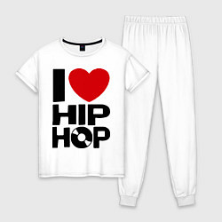 Пижама хлопковая женская I love Hip Hop, цвет: белый