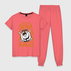 Пижама хлопковая женская Space, цвет: коралловый