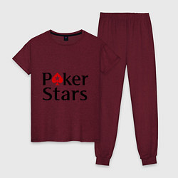 Пижама хлопковая женская Poker Stars, цвет: меланж-бордовый