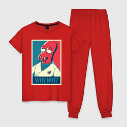 Пижама хлопковая женская Zoidberg: Why not?, цвет: красный