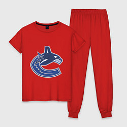 Пижама хлопковая женская Vancouver Canucks, цвет: красный