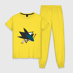 Пижама хлопковая женская San Jose Sharks, цвет: желтый