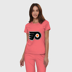 Пижама хлопковая женская Philadelphia Flyers, цвет: коралловый — фото 2