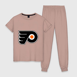 Пижама хлопковая женская Philadelphia Flyers, цвет: пыльно-розовый