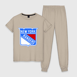 Пижама хлопковая женская New York Rangers, цвет: миндальный