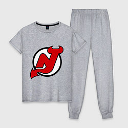 Пижама хлопковая женская New Jersey Devils, цвет: меланж