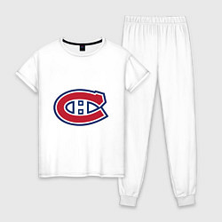 Пижама хлопковая женская Montreal Canadiens, цвет: белый
