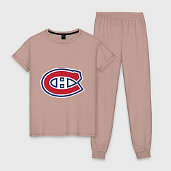 Пижама хлопковая женская Montreal Canadiens, цвет: пыльно-розовый