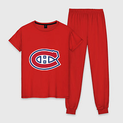 Пижама хлопковая женская Montreal Canadiens, цвет: красный