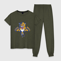 Пижама хлопковая женская Florida Panthers, цвет: меланж-хаки