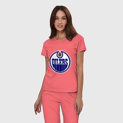 Пижама хлопковая женская Edmonton Oilers, цвет: коралловый — фото 2