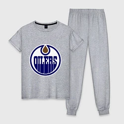 Пижама хлопковая женская Edmonton Oilers, цвет: меланж