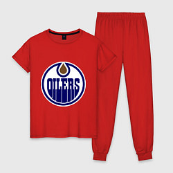 Пижама хлопковая женская Edmonton Oilers, цвет: красный