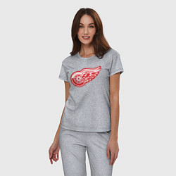 Пижама хлопковая женская Detroit Red Wings, цвет: меланж — фото 2