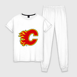 Пижама хлопковая женская Calgary Flames, цвет: белый