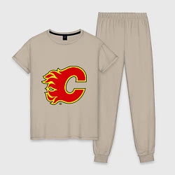 Пижама хлопковая женская Calgary Flames, цвет: миндальный
