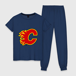 Пижама хлопковая женская Calgary Flames, цвет: тёмно-синий