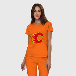 Пижама хлопковая женская Calgary Flames цвета оранжевый — фото 2
