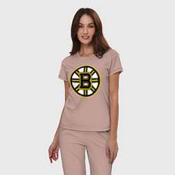 Пижама хлопковая женская Boston Bruins, цвет: пыльно-розовый — фото 2