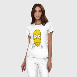 Пижама хлопковая женская Homer Face, цвет: белый — фото 2