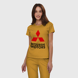 Пижама хлопковая женская Mitsubishi, цвет: горчичный — фото 2