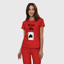 Пижама хлопковая женская Kiss my card, цвет: красный — фото 2