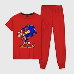 Пижама хлопковая женская Sonic, цвет: красный