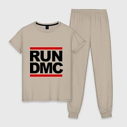 Пижама хлопковая женская Run DMC, цвет: миндальный