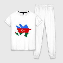 Пижама хлопковая женская Azerbaijan map, цвет: белый