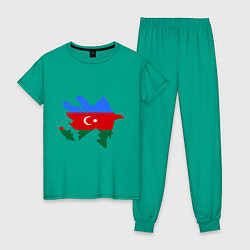 Пижама хлопковая женская Azerbaijan map цвета зеленый — фото 1