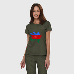 Пижама хлопковая женская Azerbaijan map, цвет: меланж-хаки — фото 2