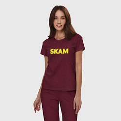 Пижама хлопковая женская Skam, цвет: меланж-бордовый — фото 2