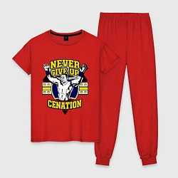 Пижама хлопковая женская Never Give Up: Cenation, цвет: красный