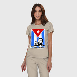 Пижама хлопковая женская Fidel: Viva, Cuba!, цвет: миндальный — фото 2