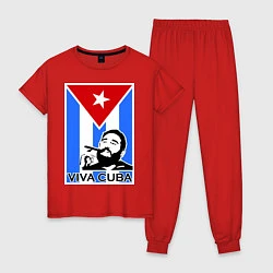 Пижама хлопковая женская Fidel: Viva, Cuba!, цвет: красный
