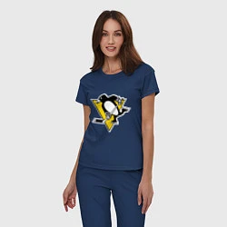 Пижама хлопковая женская Pittsburgh Penguins, цвет: тёмно-синий — фото 2