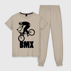 Пижама хлопковая женская BMX 3, цвет: миндальный