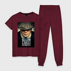 Пижама хлопковая женская Peaky Blinders, цвет: меланж-бордовый