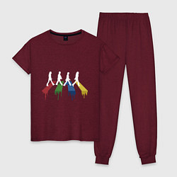Пижама хлопковая женская Beatles Color, цвет: меланж-бордовый