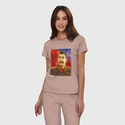 Пижама хлопковая женская Сталин: полигоны, цвет: пыльно-розовый — фото 2