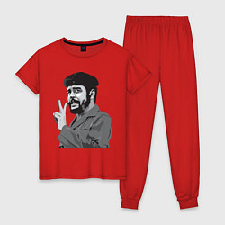 Пижама хлопковая женская Che Guevara: Peace, цвет: красный