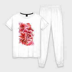 Пижама хлопковая женская Цветущие азалии, цвет: белый