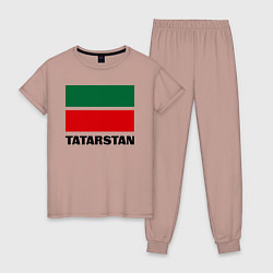 Пижама хлопковая женская Флаг Татарстана, цвет: пыльно-розовый