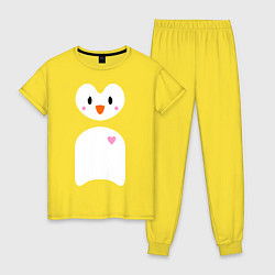 Пижама хлопковая женская Привет от пингвина, цвет: желтый