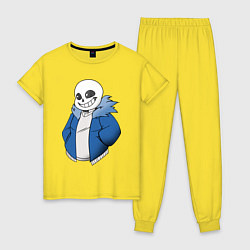 Пижама хлопковая женская Sans, цвет: желтый