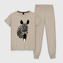 Пижама хлопковая женская Juventus Zebra, цвет: миндальный